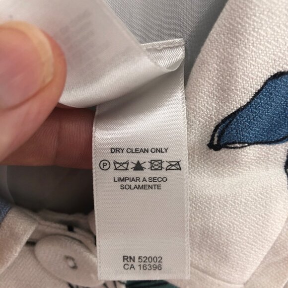 Emma James Jacket Womens 14 Blue Floral Linen Blend Button Collared 3/4 Sleeves - Picture 8 of 11